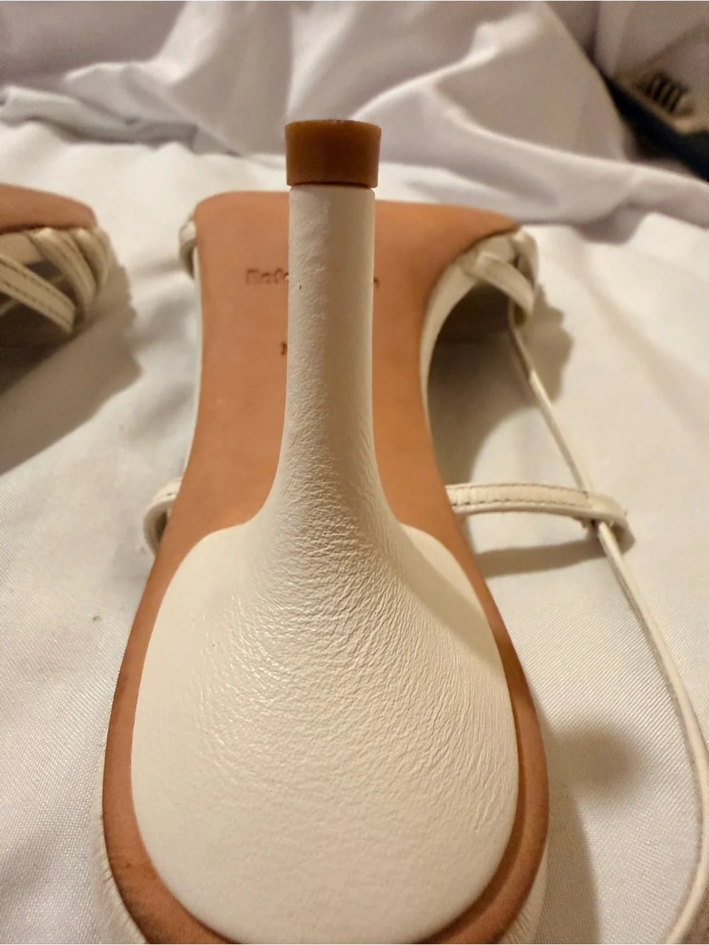 Reformation Ivory Strappy Square-Toe Heeled Sandals Size 6 -FLAWED